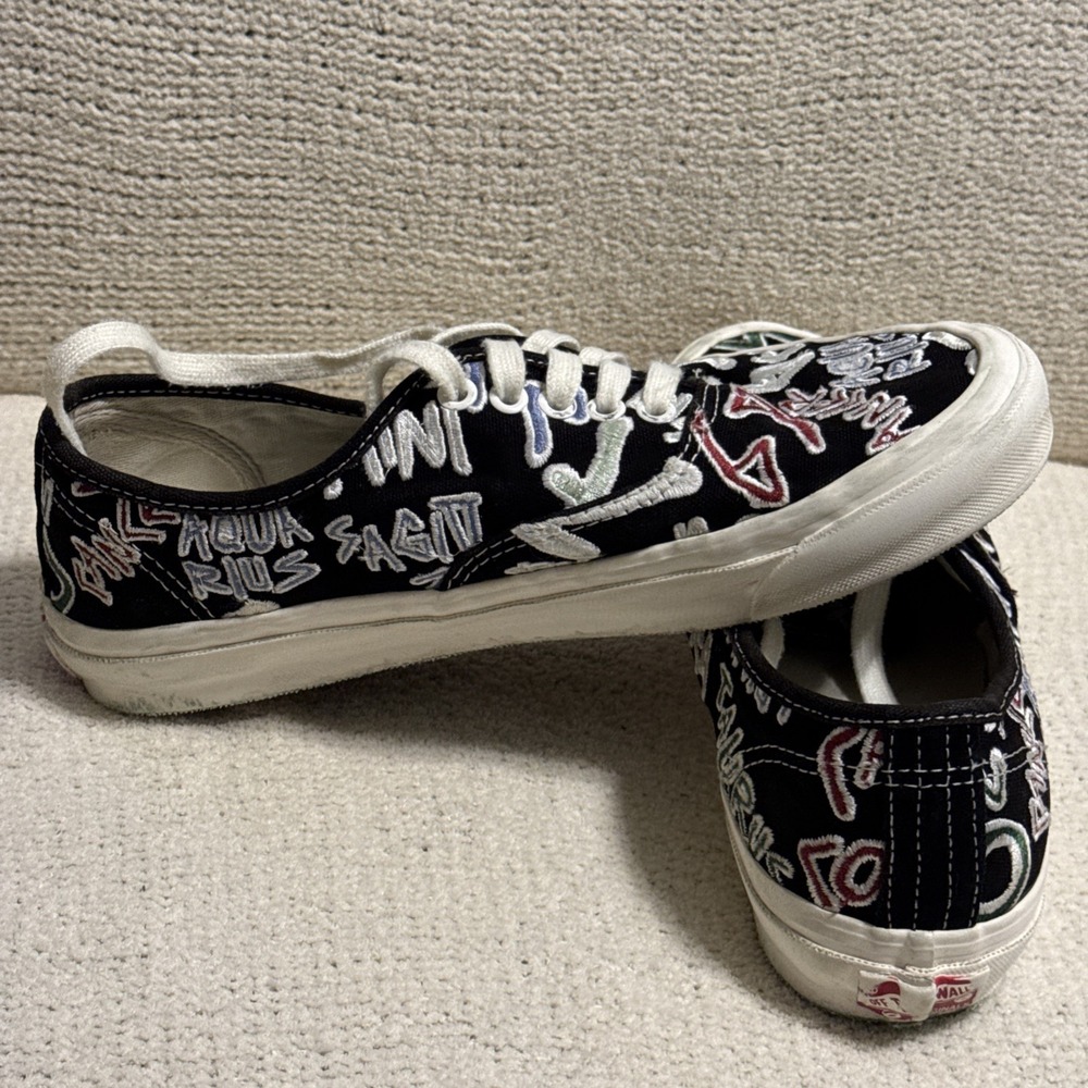 Vans OG Authentic LX Zodiac Pack VN0A4BV94IK Black Embroidered Shoes Mens 8 - Picture 6 of 10